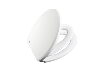 Toilet seat on white background. Close up of toilet. White toilet bowl seat isolated. 