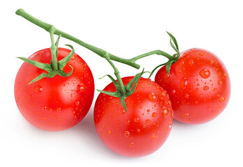 Branch of delicious fresh tomatoes, isolated on white background