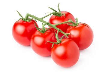 Branch of delicious fresh tomatoes, isolated on white background