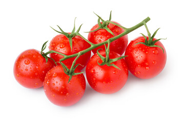 Branch of delicious fresh tomatoes, isolated on white background