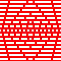 Repeated white squares and rectangles on red background. Geometric wallpaper. Seamless surface pattern design with symmetrical polygons ornament. Futuristic motif. Digital paper. Vector illustration