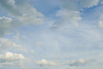 Obraz premium Scenic view of blue sky with white clouds, natural background 