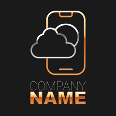 Line Weather forecast app icon isolated on black background. Colorful outline concept. Vector