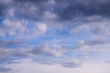 Scenic view of blue sky with white clouds, natural background	