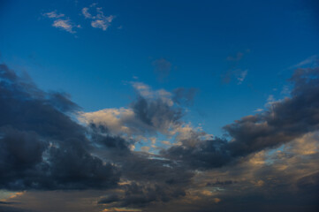 clouds on sky at dusk, natural landscape and background