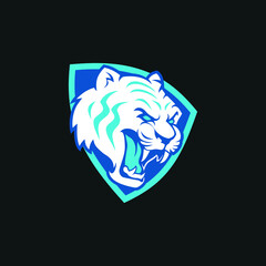 tiger logo png and Tiger head silhouette. Tiger head logo vector image. e-sport tiger