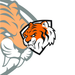 tiger logo png and Tiger head silhouette. Tiger head logo vector image. e-sport tiger