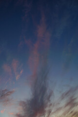 Scenic view of blue sunset sky with clouds 
