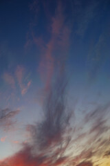Scenic view of blue sunset sky with clouds 