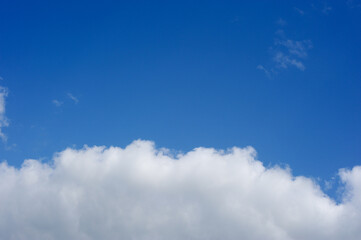 Fototapeta premium Scenic view of blue sky with white cumulus clouds, natural background