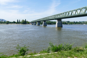 Fototapeta na wymiar Northern Rail Bridge in Budapest across the Danube river in Hungary