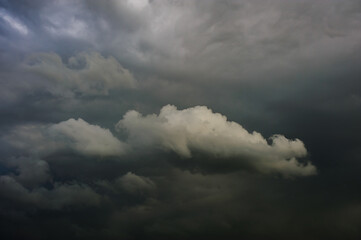 Scenic shot of dramatic sky with rainy clouds, natural backdrop 