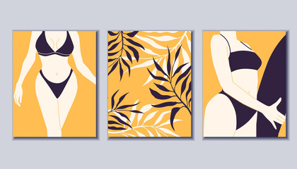 Bright summer posters. Minimalism. Vector illustration.