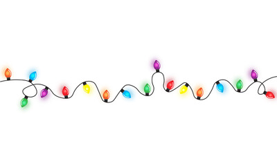 Christmas lights string isolated on white background vector