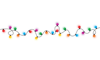 Christmas lights string isolated on white background vector