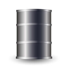 3D illustration of Black Metal oil barrels, industrial concept.