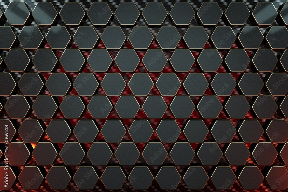 Poster abstract background consisting of patterns of hexagons lying in the form of a fallen domino in gray.