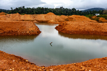 Gold field, Wittikreek, Lake Brokopondomeer, Suriname, South America