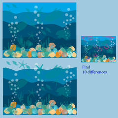 Naklejka premium in the rebus for children up to 6 years old marine life find 10 differences
