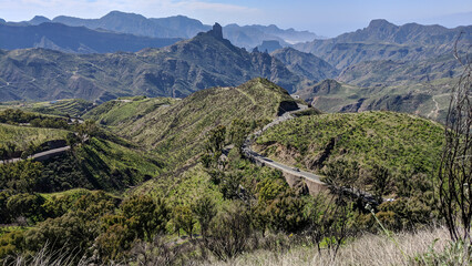 Fototapeta na wymiar Winding mountain roads at Canary Islands.