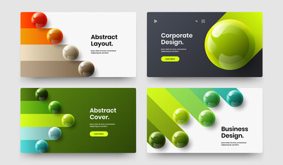 Isolated cover design vector illustration collection. Premium realistic spheres annual report template composition.