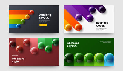 Fresh realistic spheres catalog cover concept bundle. Unique presentation vector design layout composition.