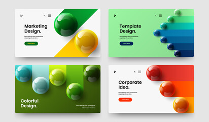 Clean web banner design vector illustration collection. Trendy realistic spheres pamphlet concept bundle.