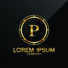 Obraz premium Letter P logo Alphabet logotype gold vector design