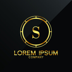 Letter S logo Alphabet logotype gold vector design