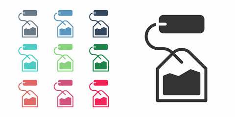 Black Tea bag icon isolated on white background. Set icons colorful. Vector