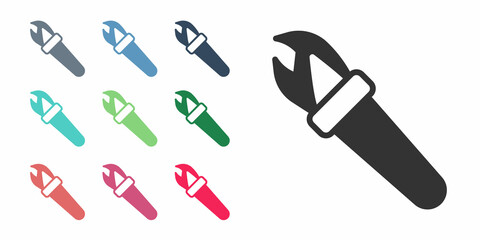 Black Torch flame icon isolated on white background. Symbol fire hot, flame power, flaming and heat. Set icons colorful. Vector