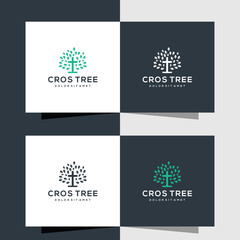 Cross logo sign combined with leaves