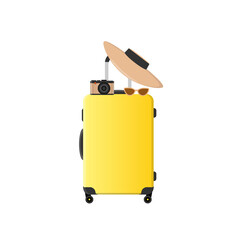 suitcase for travel with wheels and retractable handle, travel suitcase, vector illustration