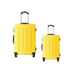 suitcases for travel with wheels and retractable handle, travel suitcases, set, vector illustration
