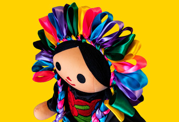 traditional toy doll from queretaro amealco yellow