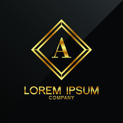 Letter A logo Alphabet logotype gold vector design