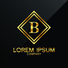 Letter B logo Alphabet logotype gold vector design