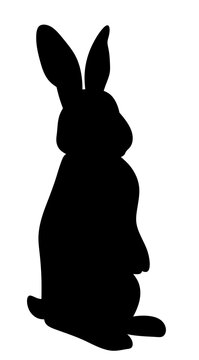 Rabbit. Isolated silhouette of a hare on a white background.
