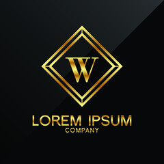 Letter W logo Alphabet logotype gold vector design