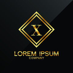 Letter X logo Alphabet logotype gold vector design