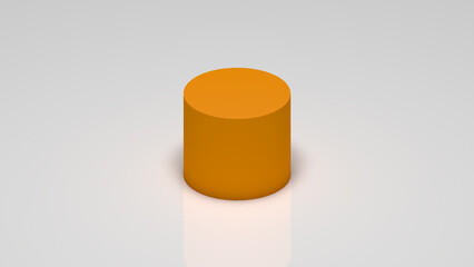 3d rendering, a orange cylinder on a white background