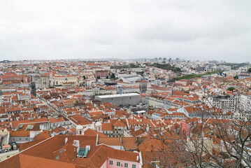 Fototapeta na wymiar Panoramic and urban landscape of neighborhoods in the city. Lisboa, Portugal. 