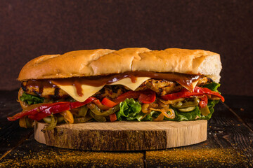 sandwich with Grilled chicken and vegetables