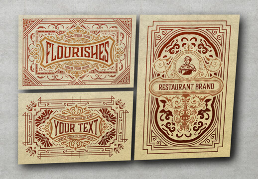 Set of 3 Vintage Labels for Packing