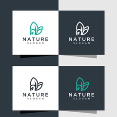 Leaf logo in line style. Logos can be used for salons, beauty, spas, boutiques and ornamental plant shops.