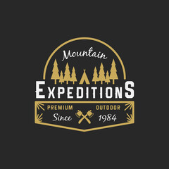 camping outdoor and adventure gears badge logo emblem logo label design. Vector illustration