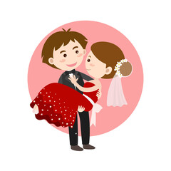 couple weding flat or cartoon illustration vector design