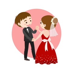 couple weding flat or cartoon illustration vector design