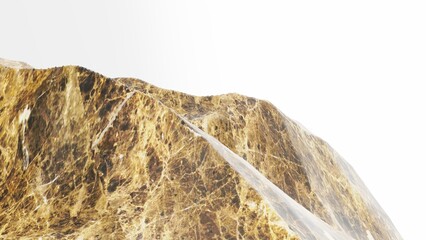 Mountain illustration under black-white background. 3D CG.