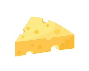 Yellow cheese icon. Dairy products, natural and organic food. Tasty and healthy food, protein and vegetarian diet, health care. Card for milk products on website. Cartoon flat vector illustration